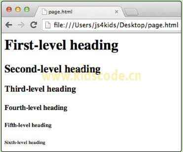 《javascript-少儿编程》第五章HTML的基础知识之标题元素