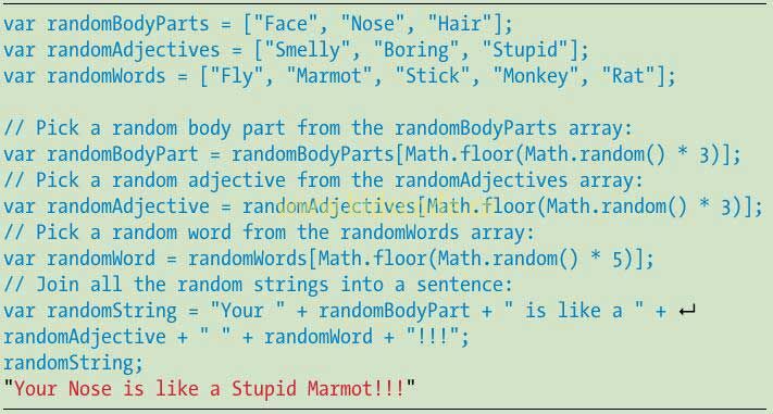 《javascript-少儿编程》第八章使用函数来简化代码（随机句子生成器）