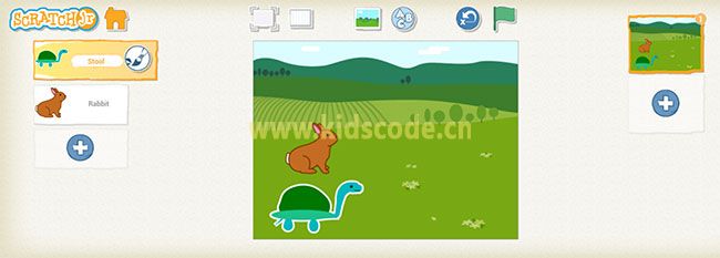 scratchjr图文教程：第三章我的故事-龟兔赛跑【综合】