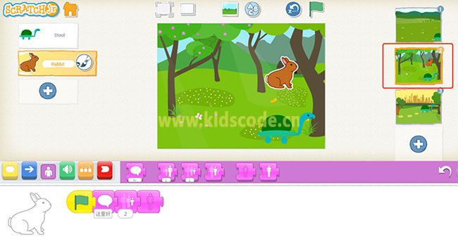 scratchjr图文教程：第三章我的故事-龟兔赛跑【综合】
