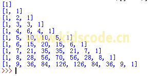 Python基础练习实例49（打印杨辉三角)