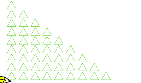 使用scratch绘制靠左直立的直角三角形【scratch循环嵌套】