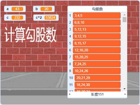 scratch作品_计算勾股数