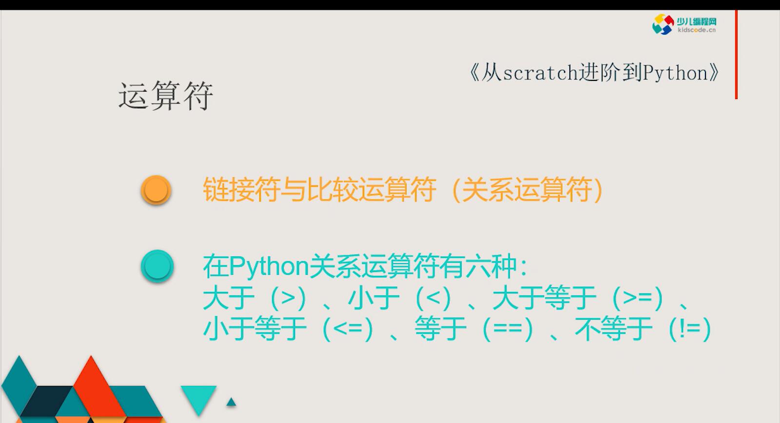 《从Scratch进阶到Python—基础篇》第六章连接符与比较运算符【视频】