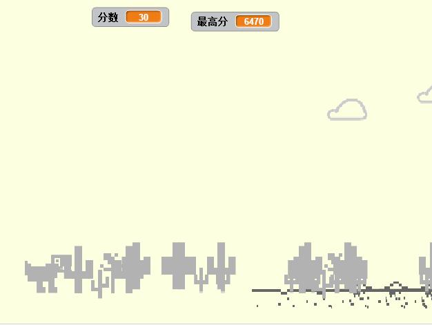 scratch作品_纯手工自制断网小恐龙 ，