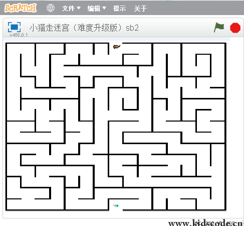 scratch作品_小猫走迷宫(难度升级版） ，